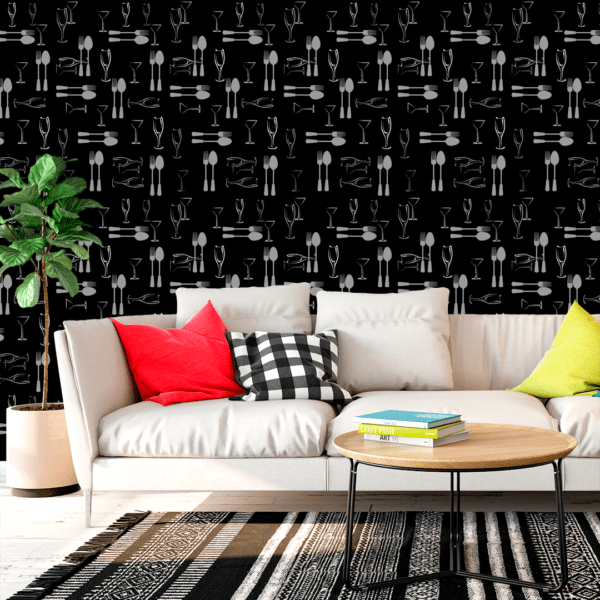 Adesivo Casual Top Taças Cinza Fundo Preto