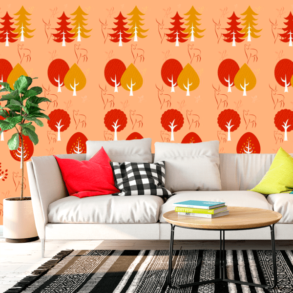 Adesivo Floral Folhas e Árvores Outonais