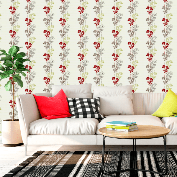 Adesivo Floral Flores Vermelhas e Pretas