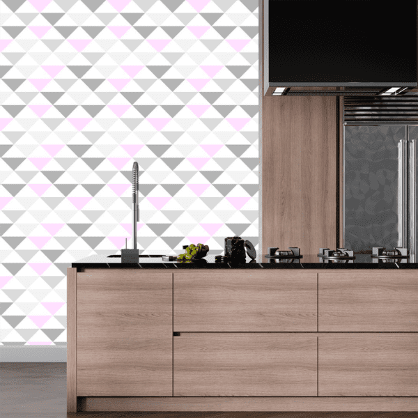 Adesivo Geométrico Triângulos Cinza e Rosa em Geometria Suave - Image 2