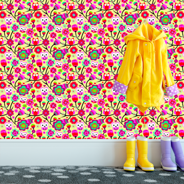 Adesivo Infantil Flores e Corujas