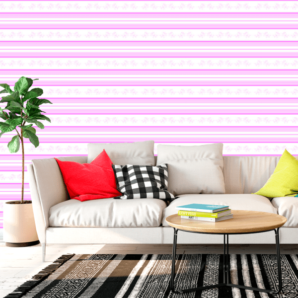 Adesivo Listrado Horizontal Desenho Rosa