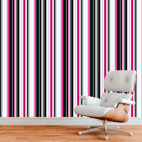 Adesivo Listrado Rosa, Preto e Branco - Image 3