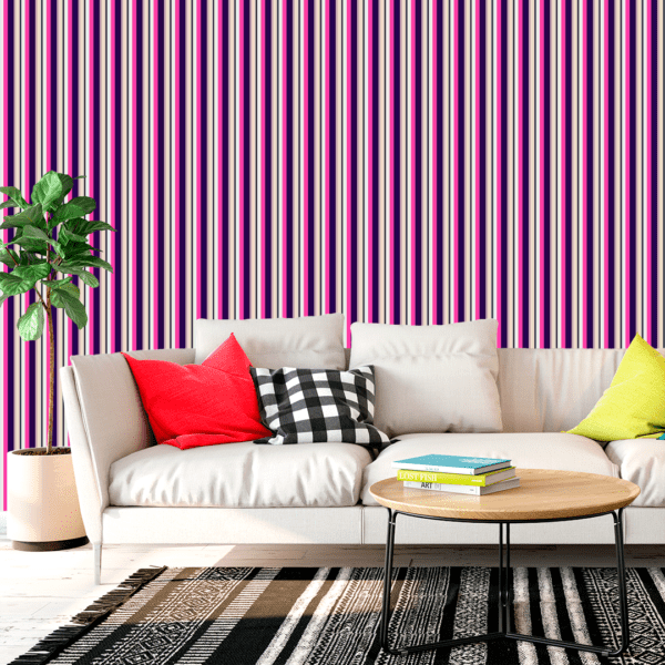 Adesivo Listrado Rosa, Roxo e Branco