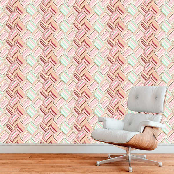 Adesivo Listrado Ondas Marrom, Rosa, Creme e Azul Claro. - Image 2