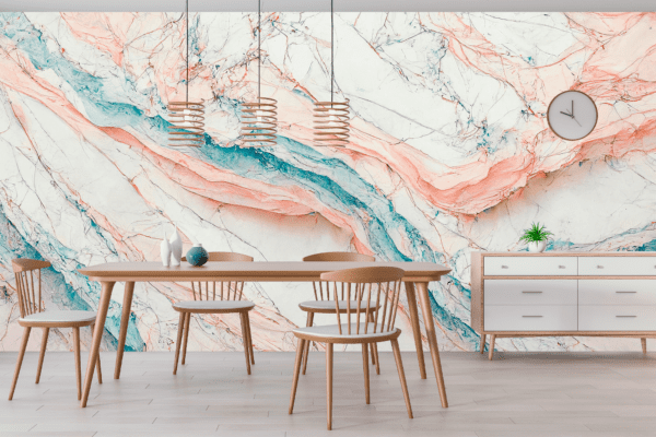 Adesivo Mármore Branco com Veios Azuis e Rosados Dinâmicos - Image 3